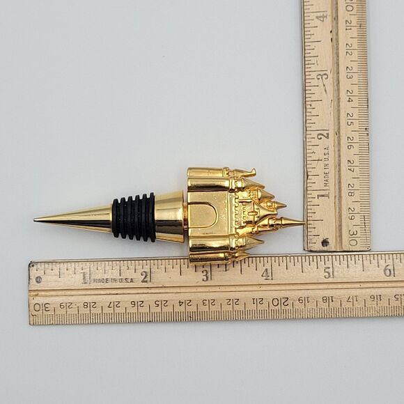 Disneyland Sleeping Beauty Castle Wine Bottle Stopper Magic Kingdom Gold Tone - Picture 5 of 7